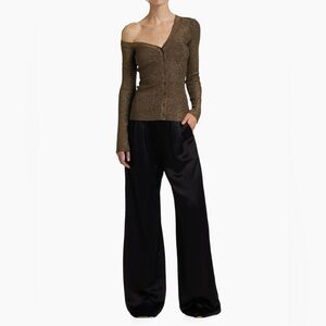 STAUD Craftsman One Shoulder Metallic Cardigan